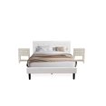 thumbnail image 1 of East West Furniture NL19Q-2VL0C 3 Piece Bed Set - 1 Bed White Velvet Fabric Headboard and 2 Nightstands - Wire Brushed Butter Cream Finish Nightstand, 1 of 8