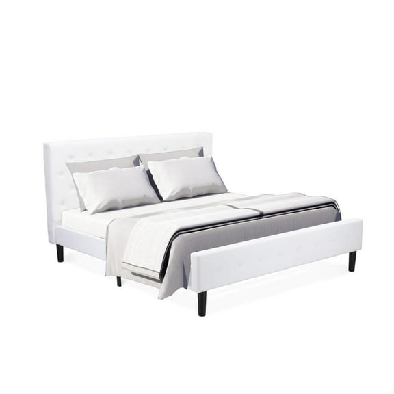 East West Furniture Nolan Engineered Wood King Bed in Black/White