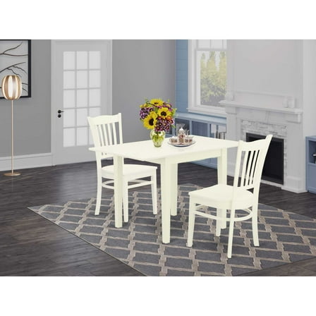 East West Furniture Dining Room Set Linen White, NDGR3-LWH-W