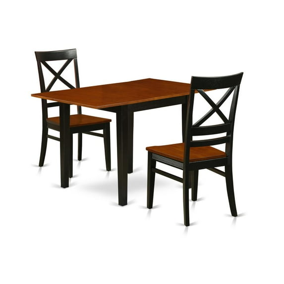 East West Furniture Dining Room Set Black & Cherry, NDQU3-BCH-W