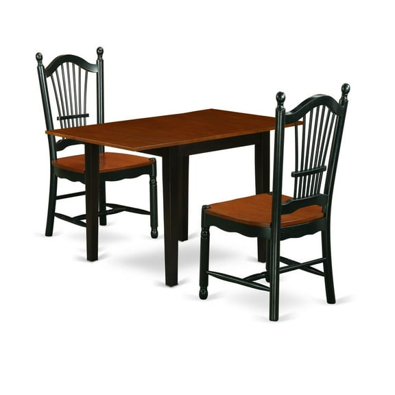 East West Furniture Dining Room Set Black & Cherry, NDDO3-BCH-W