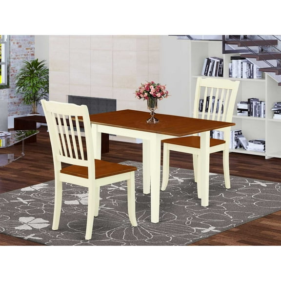 East West Furniture Dining Room Set Buttermilk & Cherry, NDDA3-WHI-W