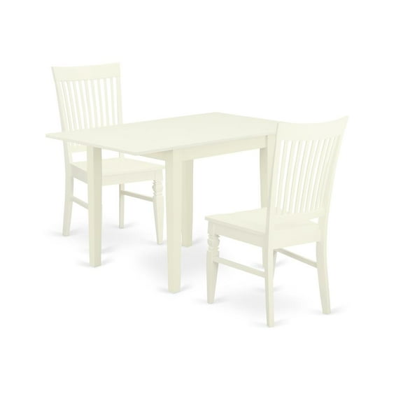 East West Furniture Dining Room Set Linen White, NDWE3-LWH-W
