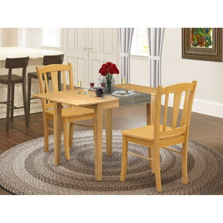 East West Furniture Dining Room Set Oak, NDDL3-OAK-W