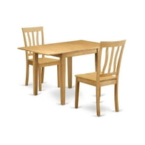 East West Furniture Dining Room Set Oak, NDAN3-OAK-W