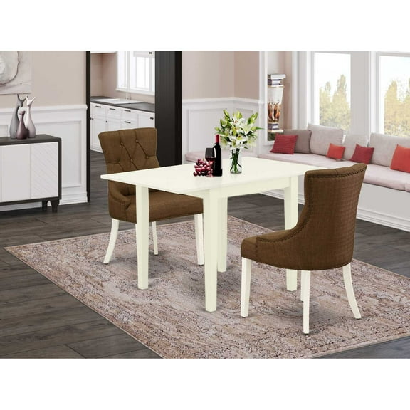 East West Furniture Dining Room Set Linen White, NDFR3-LWH-18