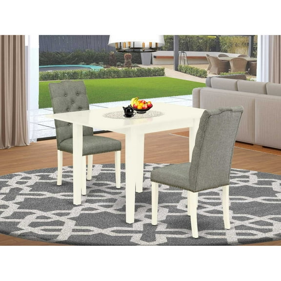 East West Furniture Dining Room Set Linen White, NDEL3-LWH-07