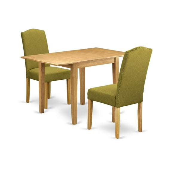 East West Furniture Norden 3-Piece Wood Dining Set in Oak/Light Pickle