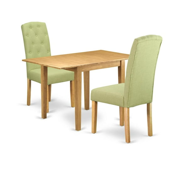 East West Furniture Norden 3-Piece Wood Dining Set in Oak/Lime Green