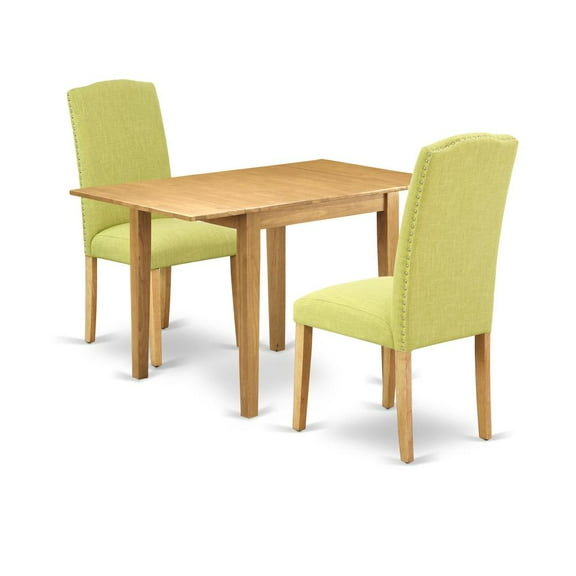 East West Furniture Norden 3-piece Wood Dining Set in Oak/Limelight