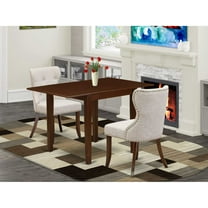 East West Furniture East-West Furniture NDSI3-MAH-35 - A dining room table set of two amazing kitchen chairs with Linen Fabric Doeskin color and a stunning drop leaf rectangle kitchen table with...