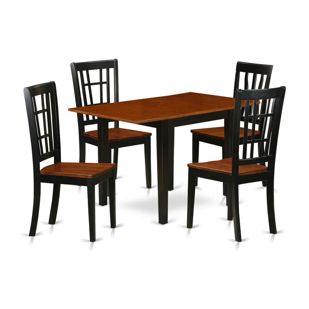 East West Furniture Norden 3-piece Wood Dining Set in Linen White/Dark