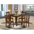 thumbnail image 1 of East West Furniture Norden 5-piece Dining Set with Wood Seat in Mahogany, 1 of 5