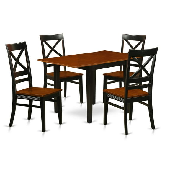 East West Furniture Dining Room Set Black & Cherry, NDQU5-BCH-W
