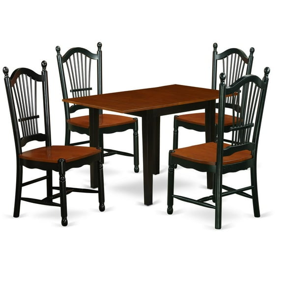 East West Furniture Dining Room Set Black & Cherry, NDDO5-BCH-W