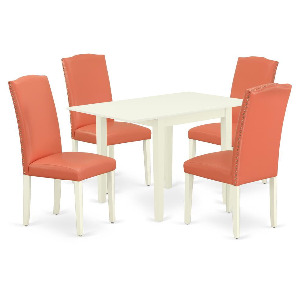 East West Furniture Norden 5-piece Wood Dining Room Set in Linen White ...