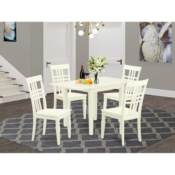 East West Furniture Dining Room Set Linen White, NDLG5-LWH-W