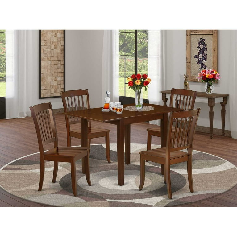 East West Furniture Norden 5-piece Wood Dining Table and Chair Set