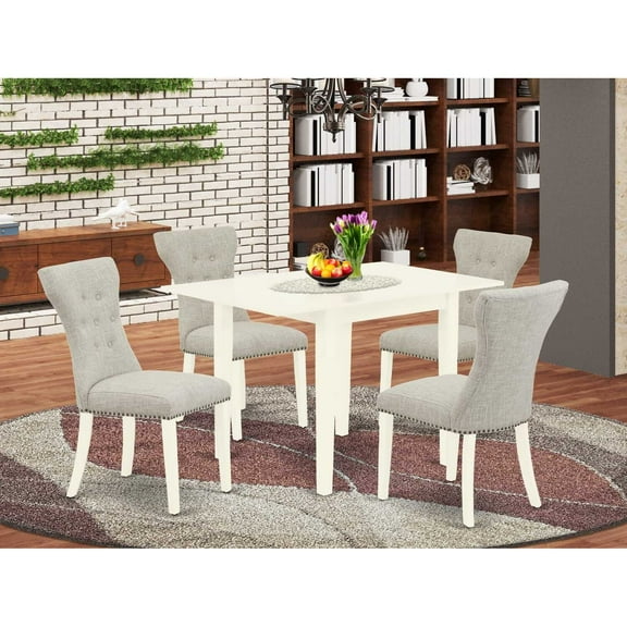 East West Furniture Dining Room Set Linen White, NDGA5-LWH-35