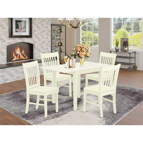 East West Furniture Dining Room Set Linen White, NDNO5-LWH-W