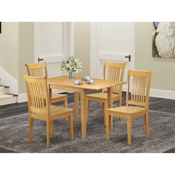 East West Furniture Norden 5-piece Wood Table and Dining Chairs in Oak
