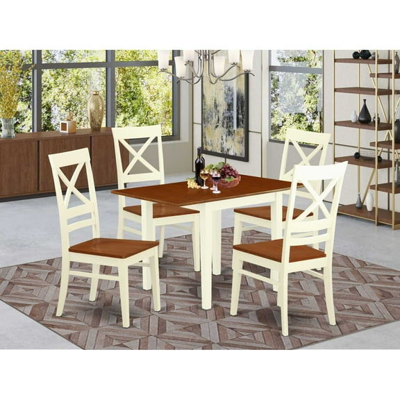 East West Furniture Dining Room Set Buttermilk & Cherry, NDQU5-WHI-W