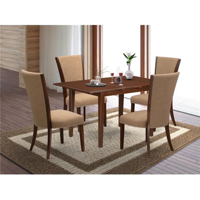 East West Furniture Norden – Set Tavolo E 2 Sedie Da Pranzo In Legno Massello – Stile Mid-Century – Finitura Rovere – 76x122 Cm