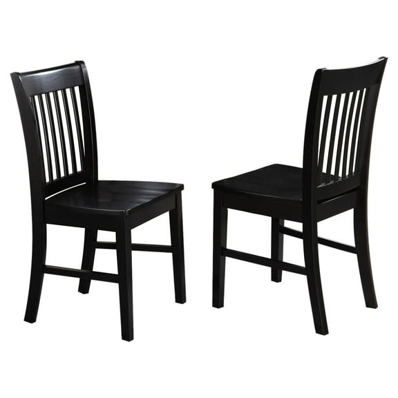 East West Furniture Norfol 11" Wood Dining Chairs in Black (Set of 2)