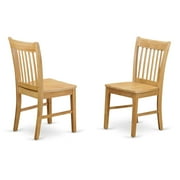 East West Furniture Norfol 11 Wood Dining Chairs in Oak Set of 2