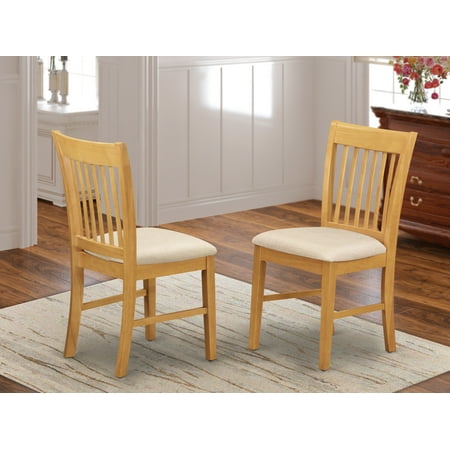 East West Furniture Norfol 35" Fabric Dining Chairs in Oak (Set of 2)