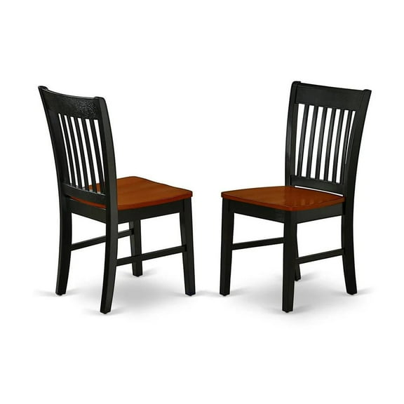 East West Furniture Norfolk 11" Wood Dining Chairs in Black/Cherry (Set of 2)