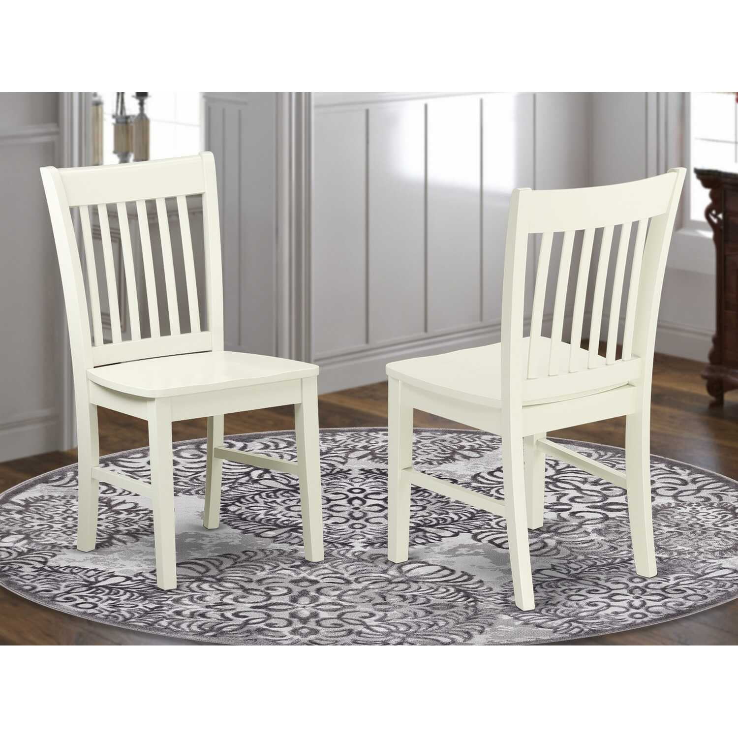 Linen White Wood Slat Back Dining Chairs - Set of 2