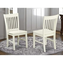 East West Furniture Norfolk 11" Wood Dining Chairs in Linen White (Set of 2)