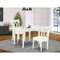 East West Furniture Norfolk 3-piece Dining Set with Fabric Seat in Linen White