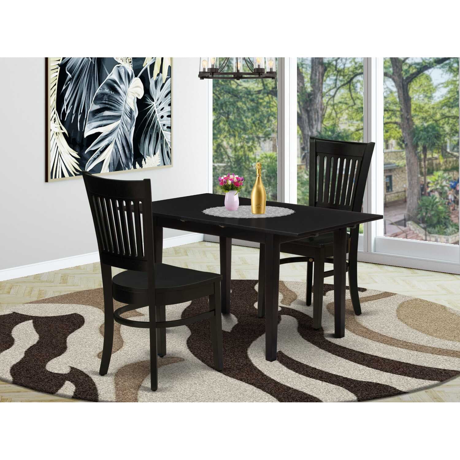East West Furniture Norfolk 3-piece Small Rectangular Kitchen Dinette ...