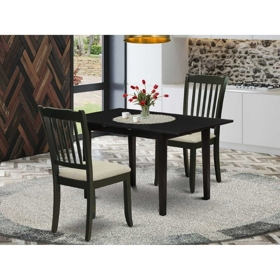East West Furniture Dining Table- Dining Chairs, NODA3-BLK-C
