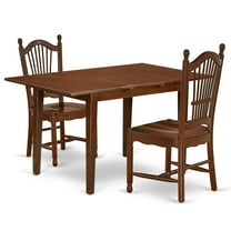 East West Furniture Norfolk 3-piece Dining Set with Wood Seat Chairs in Mahogany