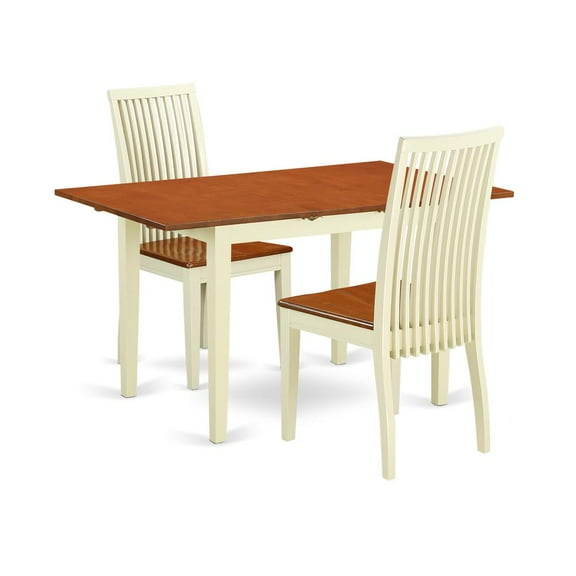East West Furniture Norfolk 3-piece Dining Table and Chairs in Buttermilk/Cherry