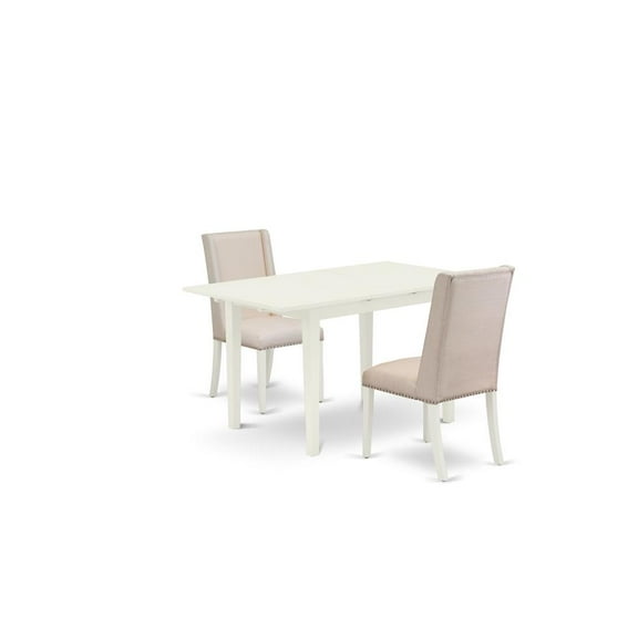 East West Furniture Dining Table- Parson Chairs, NOFL3-LWH-01