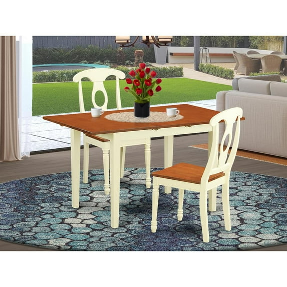 East West Furniture Norfolk 3-piece Table and Dining Chairs in Buttermilk/Cherry