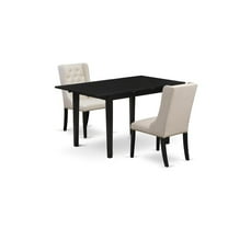 East West Furniture Norfolk 3-piece Wood Dining Set in Black/Cream