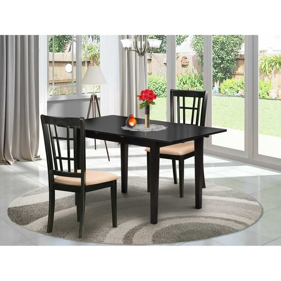 East West Furniture Dining Table- Dining Chairs, NONI3-BLK-C