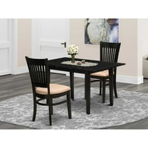 East West Furniture Norfolk 3-piece Wood Dining Set with Fabric Seat in Black