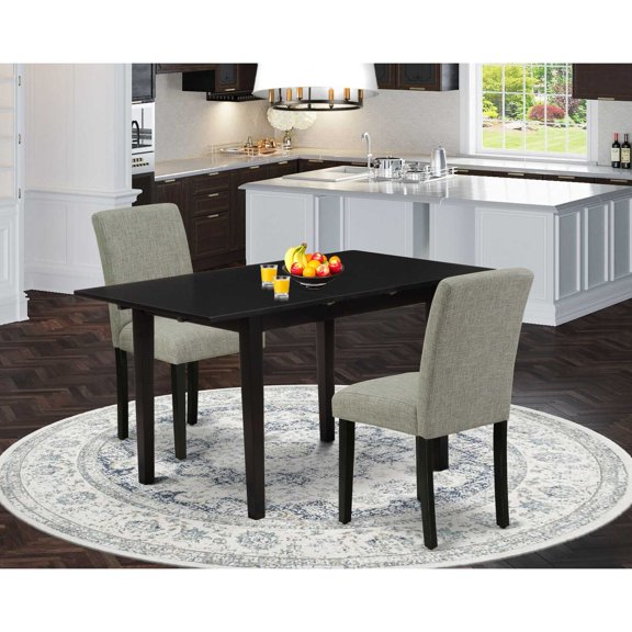 East West Furniture Dining Table- Dining Chairs, NOAB3-BLK-06