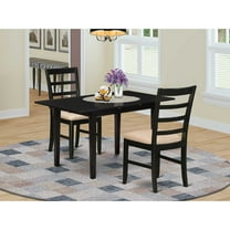 East West Furniture Norfolk 3-piece Wood Dining Set with Ladder Back in Black