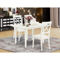 East West Furniture Norfolk 3-piece Wood Dining Set with X Back in Linen White