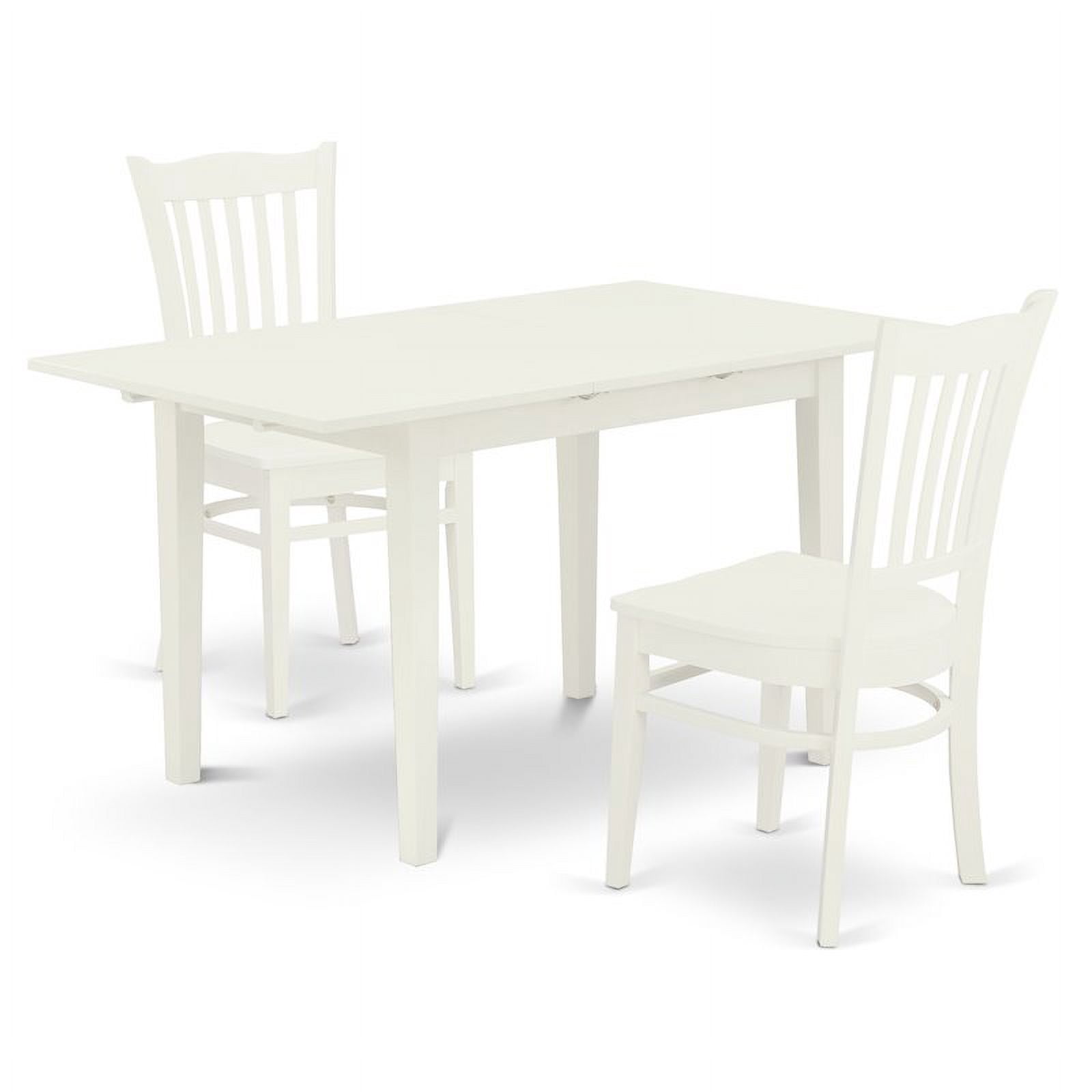 East West Furniture Norfolk 3piece Wood Dining Table and Chairs in Linen White