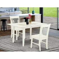 East West Furniture Norfolk 3-piece Wood Kitchen Table Set in Linen White