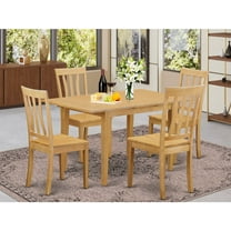 East West Furniture Norfolk 5-piece Traditional Wood Dining Table Set in Oak