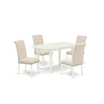 East West Furniture Norfolk 5-piece Wood Dinette Set in Linen White